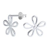 Joy|S - Zilveren bloem oorbellen - 14 mm