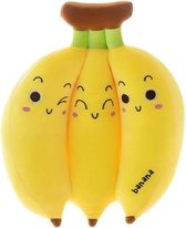 Pluche tros bananen - knuffel - 3 bananen -Kawaii knuffel -35 cm -geel