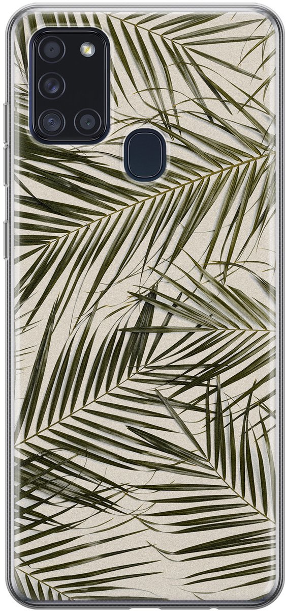 Leuke Telefoonhoesjes - Hoesje geschikt voor Samsung Galaxy A21s - Palmbladeren - Soft case - TPU - Groen