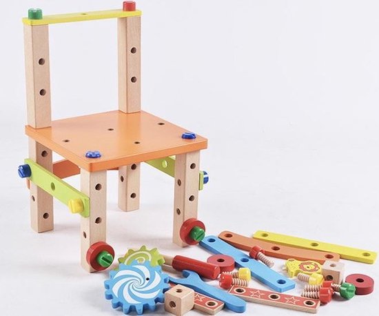Afbeelding van het spel Nixnix - Zelf bouw stoel - Kinder speelgoed - Educatief - Speel stoel - Hout - Cadeautip