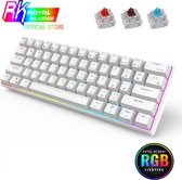 RK61 Gaming Keyboard Wit - RGB Verlichting - Hot-Swappable Ergonomisch Mechanisch Gaming Toetsenbord Met Draadloos Verbinding - Qwerty - 60% Met Multimedia Toetsen - Red Switch