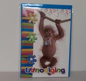 Uitnodigingen aap - feest - setje van 4 stuks.