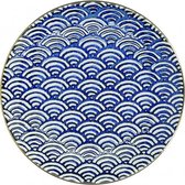 side plate Satori Wave 22 cm porselein blauw/wit