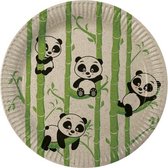 borden Panda 23 cm papier groen/zwart 8 stuks