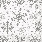servetten Holiday Snowflakes 33 cm 16 stuks wit
