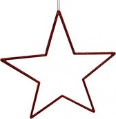 kersthanger ster glitter 24 cm rood