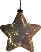 kerstboomhanger Ster led 18 cm glas parelmoer