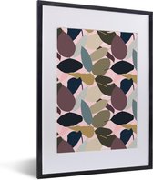 Fotolijst incl. Poster - Tropisch - Bladeren - Roze - 30x40 cm - Posterlijst