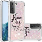 Glitter softcase Samsung Galaxy S21 - Never stop learning