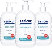 Desinfecterende Handgel - 3 x 500ML SANICUR - Handen wassen zonder zeep! 70% Alcohol (gecertificeerd)