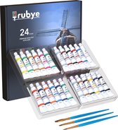 Rubye® Acrylverf - Schilderen - Verf - Penselen - Hobby en Creatief - Schilderen op Nummer - 22ML Tubes - 24 Kleuren