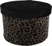 opbergbox panter 22 x 22 x 15 cm fleece groen/zwart