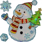 sticker pop up sneeuwpop 23 x 19 cm PVC wit