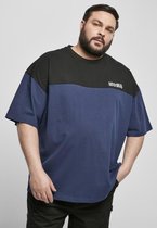 Urban Classics Heren Tshirt -M- Oversized Color Block Logo Blauw/Zwart