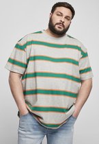 Urban Classics Heren Tshirt -S- Light Stripe Oversize Grijs/Groen