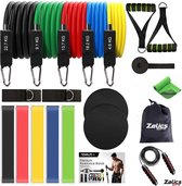 Zelics Sports - Powerset XXL 19-Delig Resistance Band Set - 5 Weerstandsbanden & 5 Weerstandstubes - Fitness Elastiek - Core Sliders, Deuranker - Sport Springtouw & Verkoelings Han