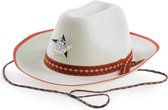 cowboyhoed vilt wit/oranje one-size