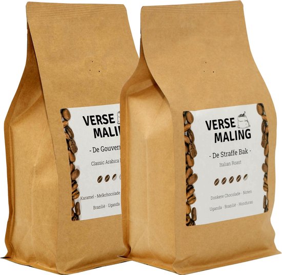 Koffiebonen Proefpakket - De Gouverneur 250gr & De Straffe Bak 250gr - Koffiebonen - hele bonen - Arabica - Robusta - 2x 250 gr - 500gr espresso bonen, specialty koffie, lungo specialty coffee Koffiebonen Proefpakket - De Gouverneur 250gr & De Straffe Bak 250gr - Koffiebonen - hele bonen - Arabica - Robusta - 2x 250 gr - 500gr espresso bonen, specialty koffie, lungo specialty coffee