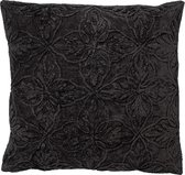 Dutch Decor AMAR - Sierkussen 45x45 cm - 100% katoen - bloemen design - Raven - zwart - Inclusief binnenkussen