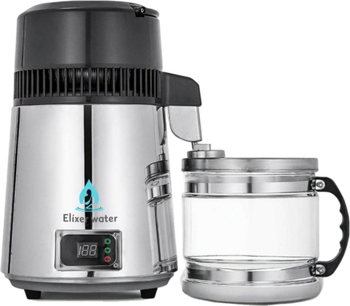 Elixer Water Deluxe - Waterdestilleerder - Destilleerapparaat - RVS - Water Destilleren - met 4L Glazen Kan