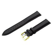 Traditionele Leren Horlogebandje Gouden Gesp-20mm-Zwart