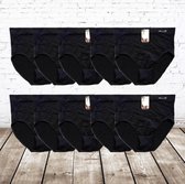 Hoge taille naadloze Dames Slips 10 Pack zwart -Fine Woman-XL-Slips