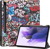 Samsung Tab S7 FE Hoes Luxe Hoesje Book Case Met Uitsparing S Pen - Samsung Galaxy Tab S7 FE Hoes Cover 12,4 inch - Graffiti