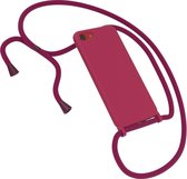 HB Hoesje Geschikt voor Apple iPhone 7 & 8 Bordeaux Rood - Siliconen Back Cover met Koord