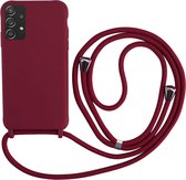 HB Hoesje Geschikt voor Samsung Galaxy A32 4G Bordeaux Rood - Siliconen Back Cover met Koord