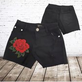 Short met bloem zwart -s&C-98/104-Korte broeken