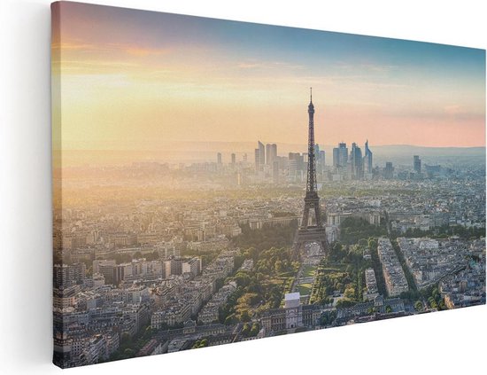 Artaza - Peinture sur toile - Skyline de Paris avec la Tour Eiffel - 100 x 50 - Groot - Photo sur toile - Impression sur toile