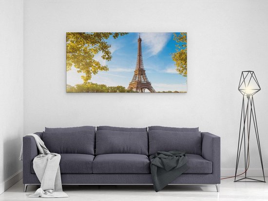 Artaza Tableau sur toile Tour Eiffel à Paris sur l' Water - 120x60 - Groot - Photo sur toile - Impression sur toile