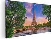 Artaza Tableau sur toile Tour Eiffel à Paris sur l' Water - Couleur - 100x50 - Groot - Tableau sur toile - Impression sur toile