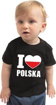 I love Polska baby shirt zwart jongens en meisjes - Kraamcadeau - Babykleding - Polen landen t-shirt 74