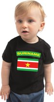 Suriname baby shirt met vlag zwart jongens en meisjes - Kraamcadeau - Babykleding - Suriname landen t-shirt 80 (7-12 maanden)