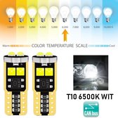 T10 Led Lamp Helder Wit (Set 2 stuks) 6500K Canbus 5W5 | W5W | Led Signal Light | 12V | 168 | 194 | 2x | Stadslicht | Kentekenplaat Verlichting | 3030 6 SMD | Autolamp | 6000 | 600