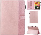 Glitter poeder stiksels warmgeperste veranderende PU lederen tas met houder en kaartsleuven voor 10 incn universele tablet (roze)