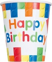 feestbekers Building Blocks multicolor 266 ml 8 stuks
