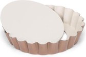 quichevorm Mini met losse bodem 10 cm staal koper/beige