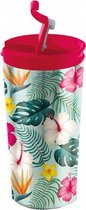 thermosbeker Tropical dubbelwandig 350 ml RVS aqua