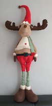 House of Seasons Kerstpop Eland rood , pull up pop tot H 136cm met led verlichting(gewei)