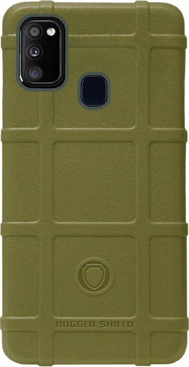 RUGGED SHIELD Rubber Bumper Case Hoesje Geschikt voor Samsung Galaxy M30s/ M21 - Groen