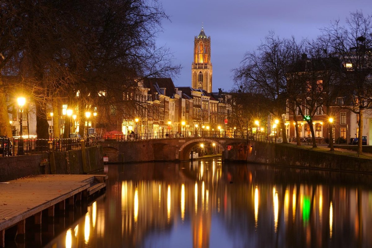 Donker Utrecht - poster - Zandbrug, Oudegracht en Domtoren - A4 - 29,7 x 21 cm