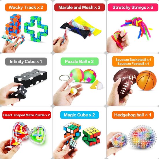 Babyfi ® - Multifunctioneel Fidget Toys Pakket - 42 Stuks - Pop It Fidget Toy - Set voor Kinderen & Volwassenen - Educatief Speelgoed - Upgrade 2022 - Babyfi
