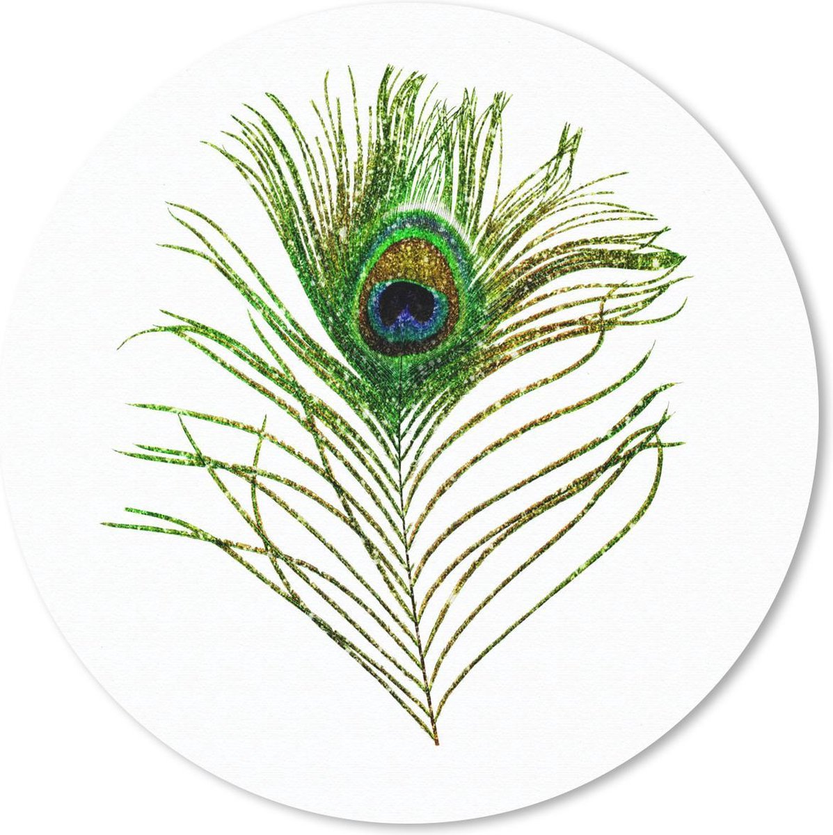 Muismat rond 40x40 cm - Mousepad Pauwenveren - Groen - Ogen - Ronde muismatten