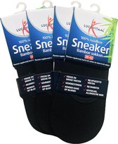 4-Pack - Lucovitaal Bamboe Sneakersokken - Zwart - Maat 39-42