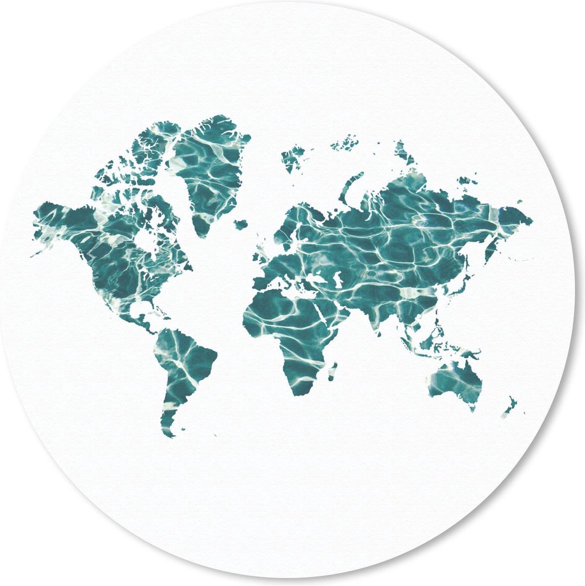 Muismat rond 50x50 cm - Mousepad Wereldkaart - Zee - Wit - Ronde muismatten
