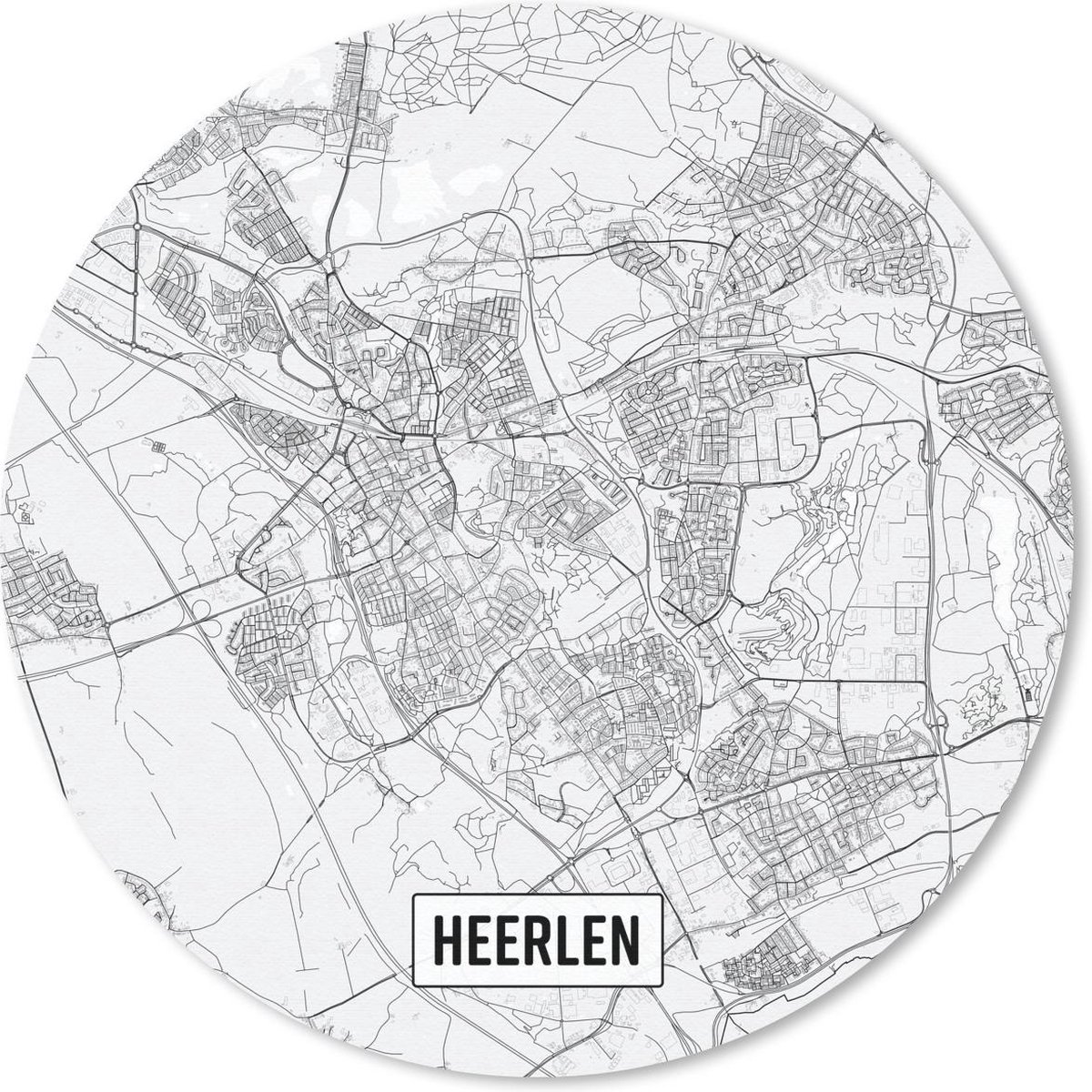 Muismat rond 40x40 cm - Mousepad Stadskaart Heerlen - Ronde muismatten
