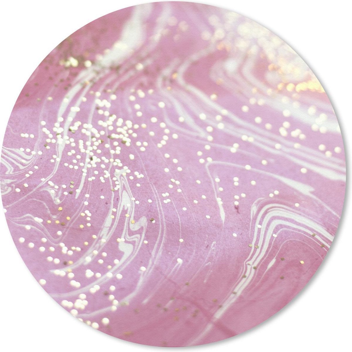 Muismat rond 50x50 cm - Mousepad Marmer - Roze - Goud - Wit - Ronde muismatten