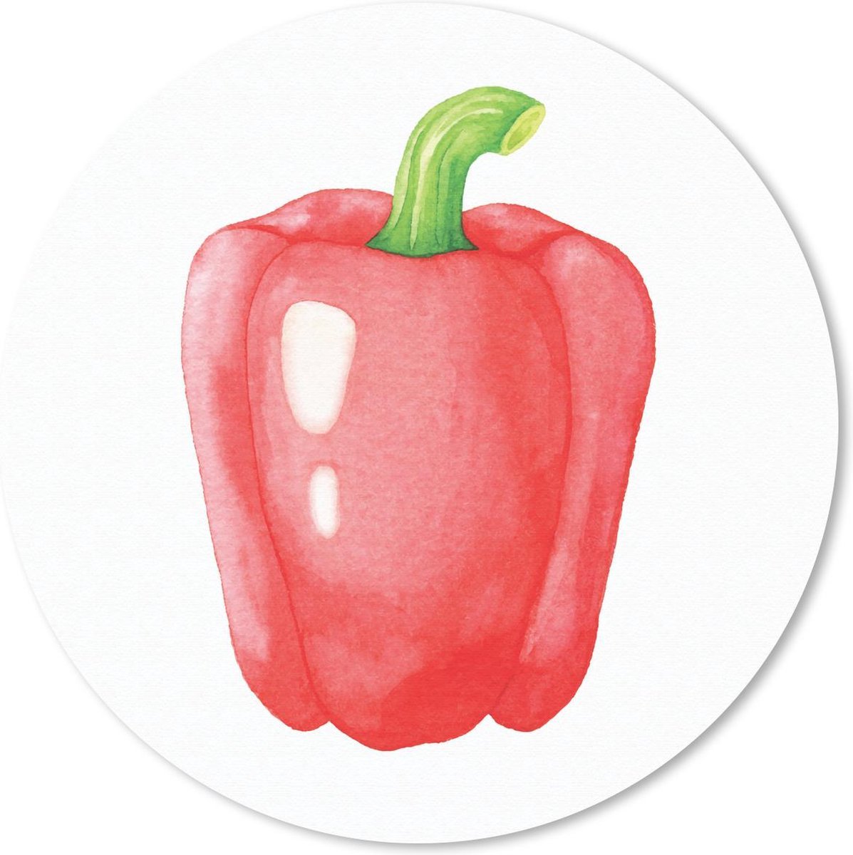 Muismat rond 50x50 cm - Mousepad Aquarel - Paprika - Rood - Ronde muismatten